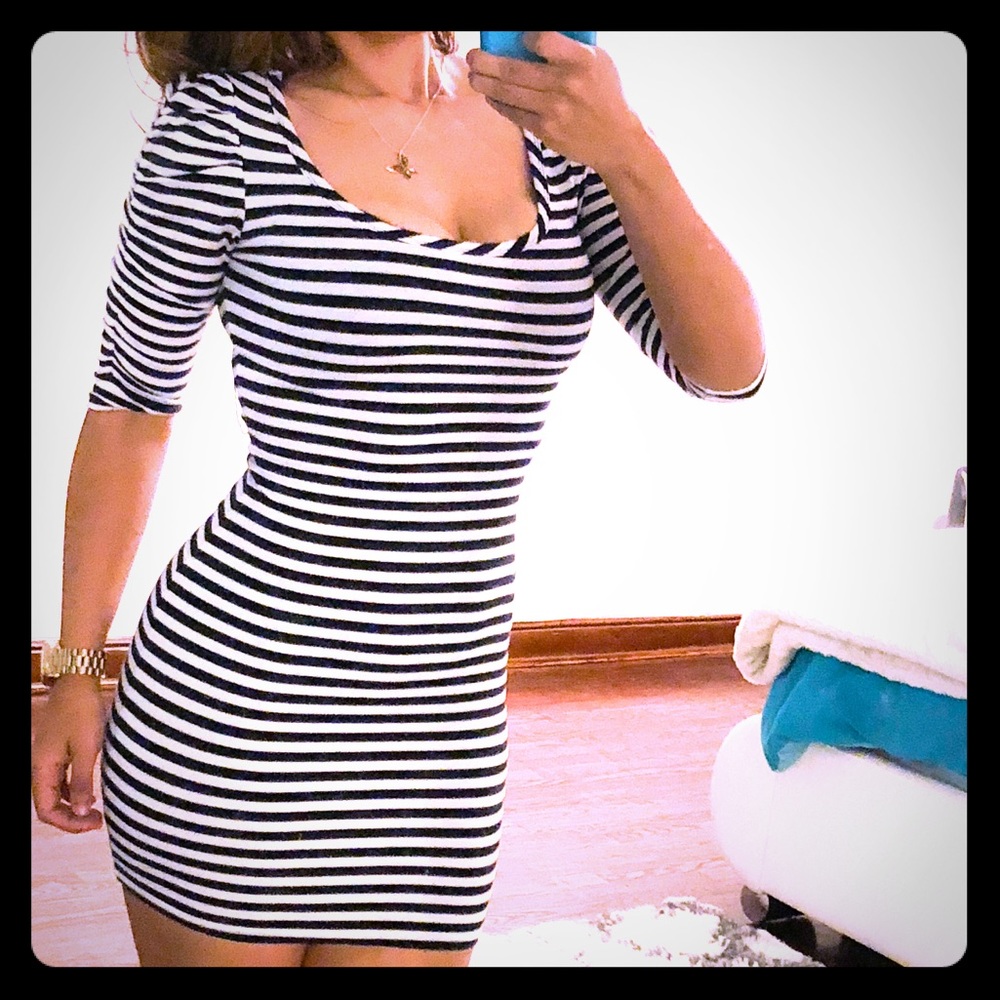Women's Striped Black And White Casual Dress 👗